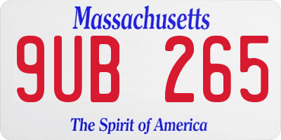 MA license plate 9UB265