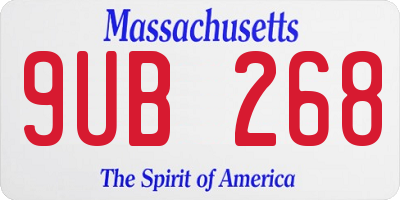 MA license plate 9UB268