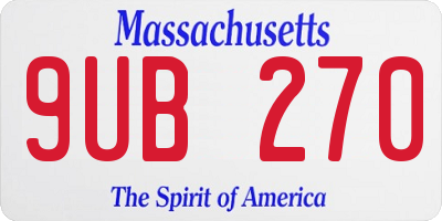 MA license plate 9UB270