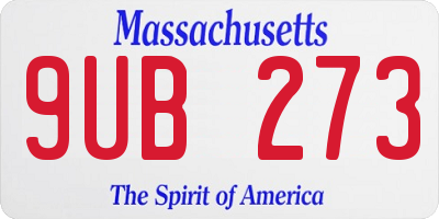 MA license plate 9UB273