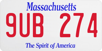 MA license plate 9UB274