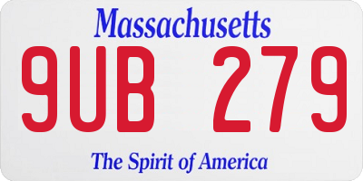 MA license plate 9UB279