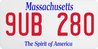 MA license plate 9UB280