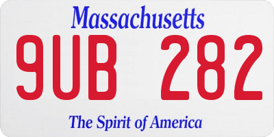 MA license plate 9UB282