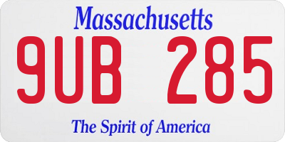 MA license plate 9UB285