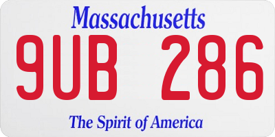 MA license plate 9UB286
