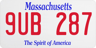 MA license plate 9UB287
