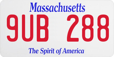 MA license plate 9UB288