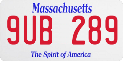 MA license plate 9UB289