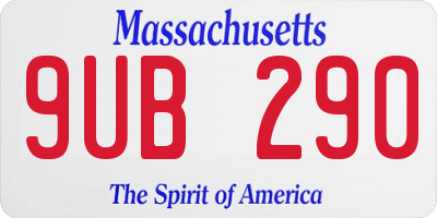 MA license plate 9UB290