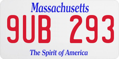 MA license plate 9UB293