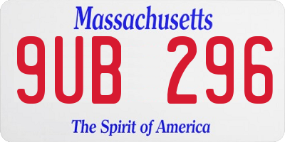 MA license plate 9UB296