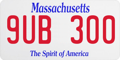 MA license plate 9UB300