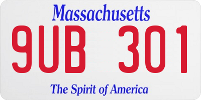 MA license plate 9UB301