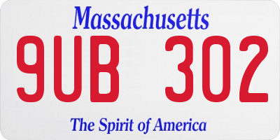 MA license plate 9UB302