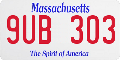 MA license plate 9UB303