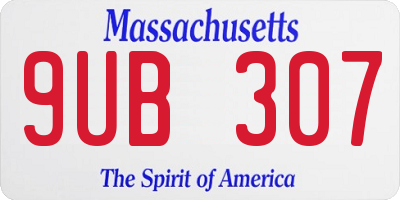 MA license plate 9UB307