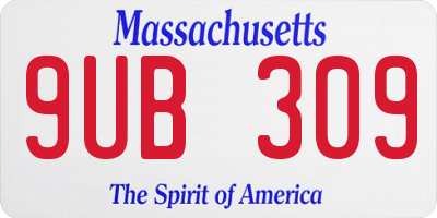 MA license plate 9UB309