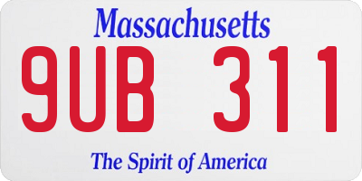 MA license plate 9UB311