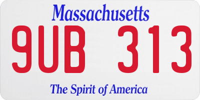MA license plate 9UB313