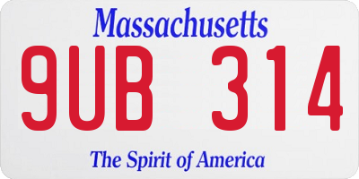 MA license plate 9UB314