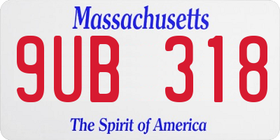 MA license plate 9UB318