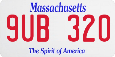 MA license plate 9UB320
