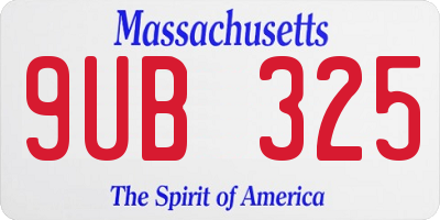 MA license plate 9UB325