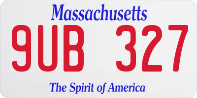 MA license plate 9UB327