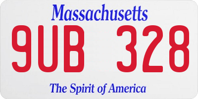 MA license plate 9UB328