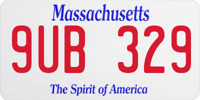 MA license plate 9UB329