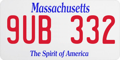 MA license plate 9UB332
