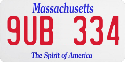 MA license plate 9UB334