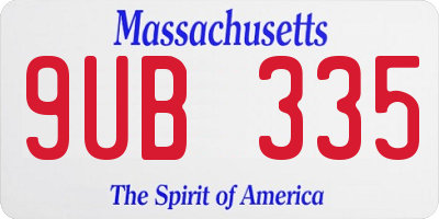 MA license plate 9UB335