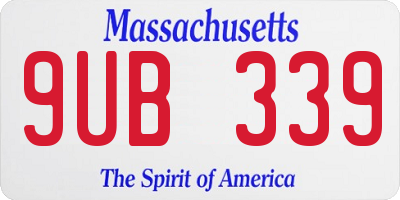 MA license plate 9UB339