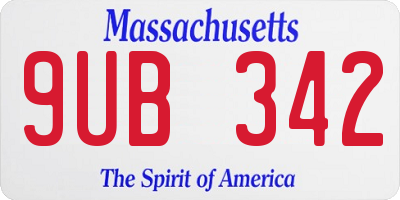 MA license plate 9UB342