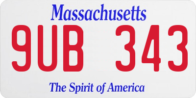 MA license plate 9UB343