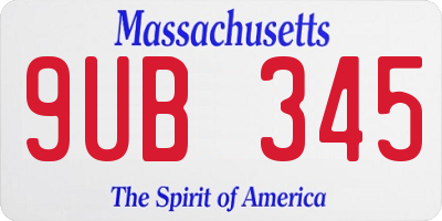 MA license plate 9UB345