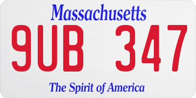 MA license plate 9UB347