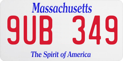 MA license plate 9UB349