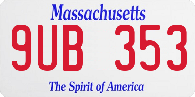 MA license plate 9UB353