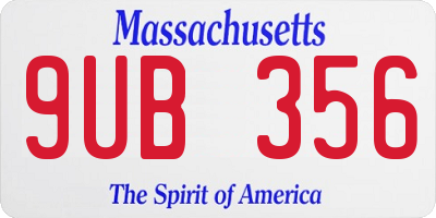 MA license plate 9UB356