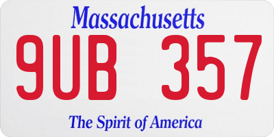 MA license plate 9UB357