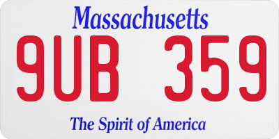 MA license plate 9UB359