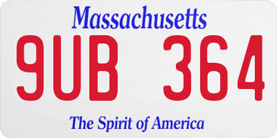MA license plate 9UB364
