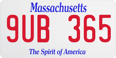 MA license plate 9UB365