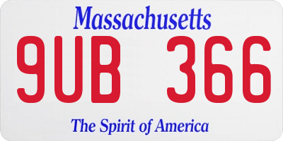 MA license plate 9UB366