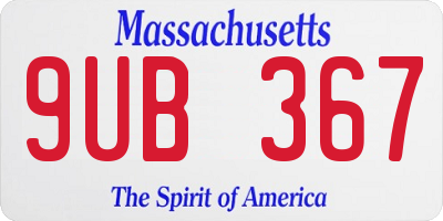 MA license plate 9UB367