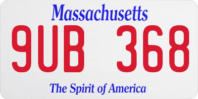 MA license plate 9UB368