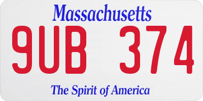 MA license plate 9UB374